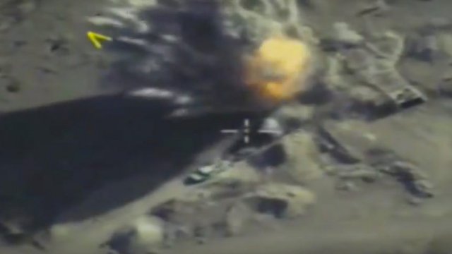 Руски въздушни удари в Идлиб, септември 2017 г. Кадърът е от видео на руското министерство на отбраната. Снимка: Associated Press