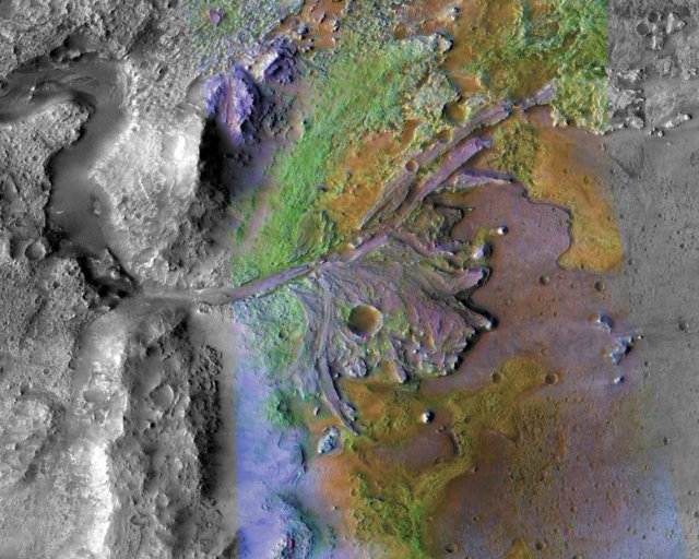 Така изглежда кратерът на Джезеро през погледа на сателитите на НАСА. © NASA.gov