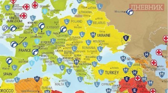 България е сред страните с нисък риск за туристите и среден по отношение на здравните услуги.