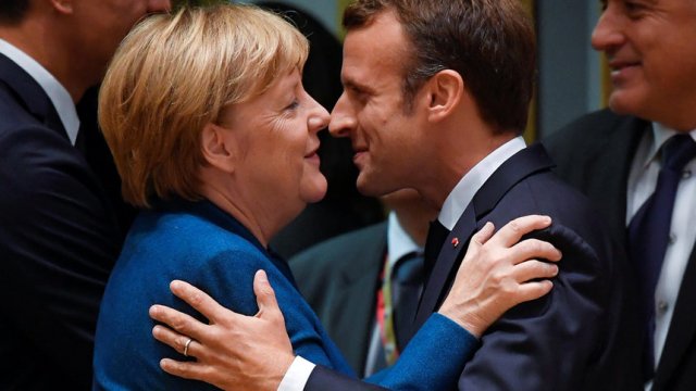 Германският канцлер Ангела Меркел и френският президент Еманюел Макрон на среща на европейските лидери, 17 октомври 2018 г. ©Reuters