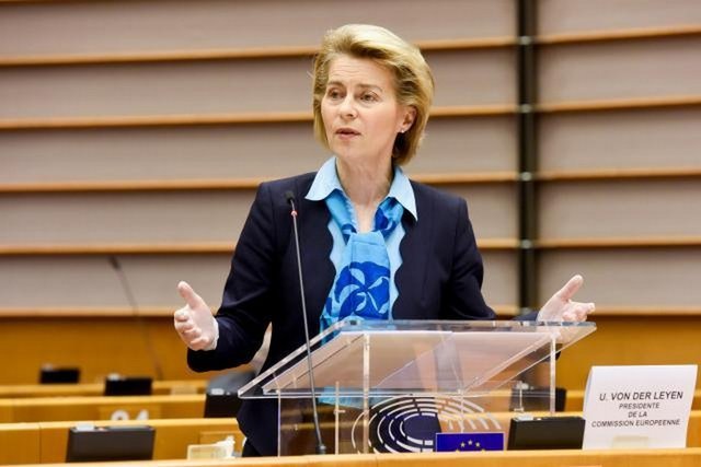 Урсула фон дер Лайен говори пред евродепутатите в Брюксел днес. Снимка Европейска комисия