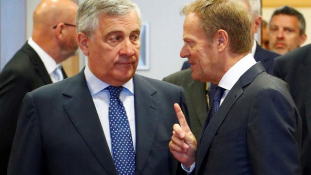 редседателите на Европейския парламент Антонио Таяни и на Европейския съвет Доналд Туск