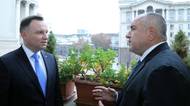 Анджей Дуда, който е на официално посещение в България, разговаря и с премиера Бойко Борисов. Сн.Правителствена Информационна Служба