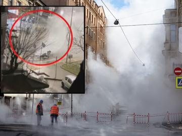 Работник излетя във въздуха от гейзер на водопровод в Солун, още 3-ма пострадаха