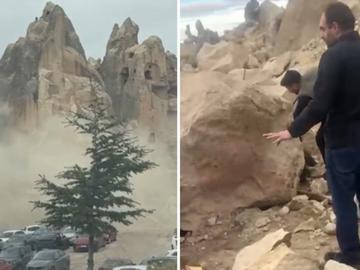 Скалното образувание Коминът на феите в Кападокия се срути, двама загинаха