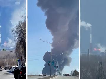 Огромен пожар в нефтохимически завод в Русия, има пострадали, затвориха и местното летище