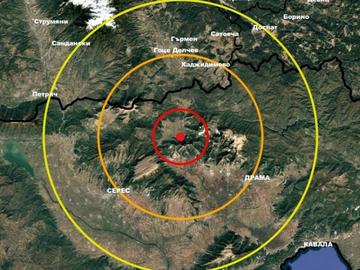 Земетресение с магнитуд 3,9 на границата между България и Гърция