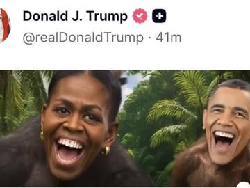 Скандал: Тръмп публикува AI клип, показа Барак и Мишел Обама като маймуни
