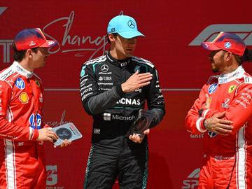 Ръсел се пребори с двата болида на "Ферари" и спечели спринта в Китай
