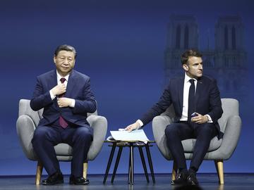Макрон каза на съвместен брифинг със Си Цзинпин, че Китай е поел ангажимент да не продава оръжия на Русия